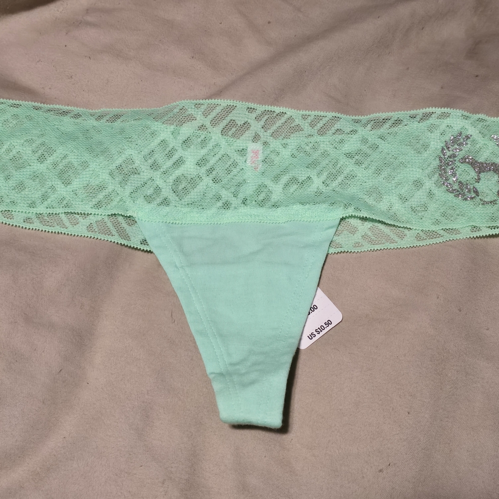 PINK Victoria's Secret Light Green Lace Panty